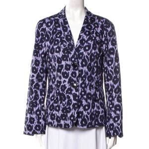 LAFAYETTE 148 NY Indigo Leopard Ikat Print Pattern Jacket Blazer Women’s Size 8